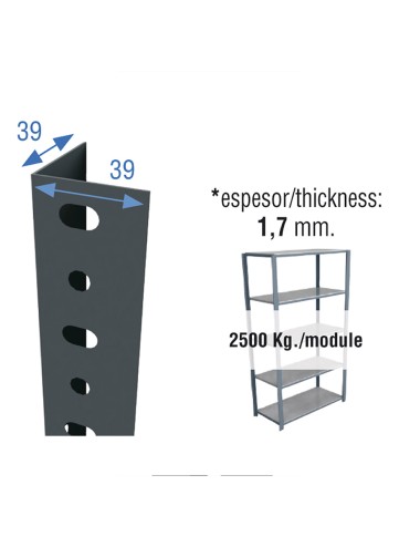 Perfil sclassic p/40 2000mm gris. simon rack