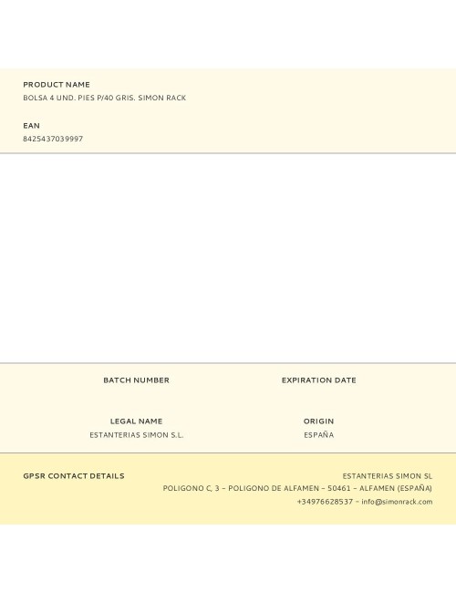 Bolsa 4 und. pies p/40 gris. simon rack