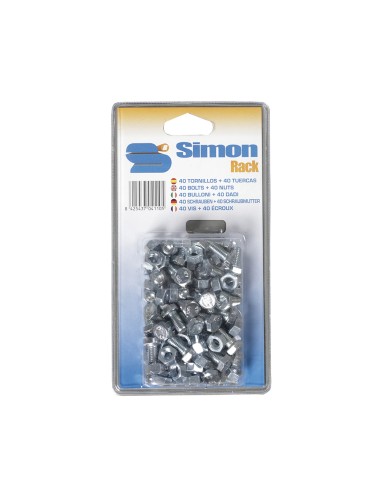 Blister 40 tornillos + 40 tuercas m8x15. simon rack