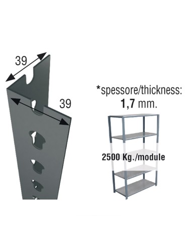 Perfil sclick p/40 2000mm gris. simon rack