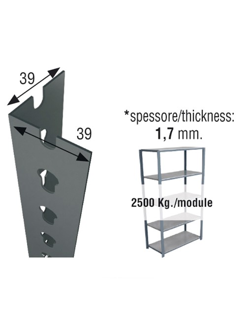 Perfil sclick p/40 2000mm gris. simon rack
