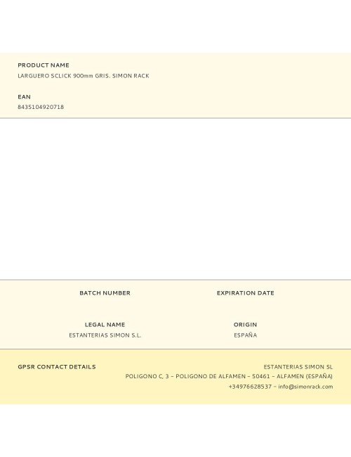 Larguero sclick 900mm gris. simon rack
