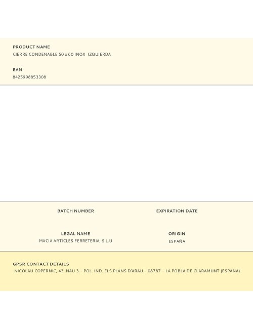 Cierre condenable 50 x 60 inox izquierda