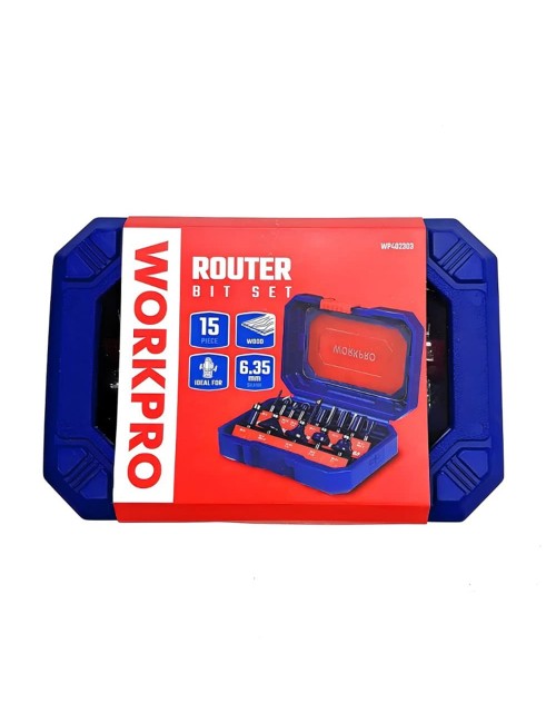 Fresa para madera 6,35mm, juego 15 piezas. workpro