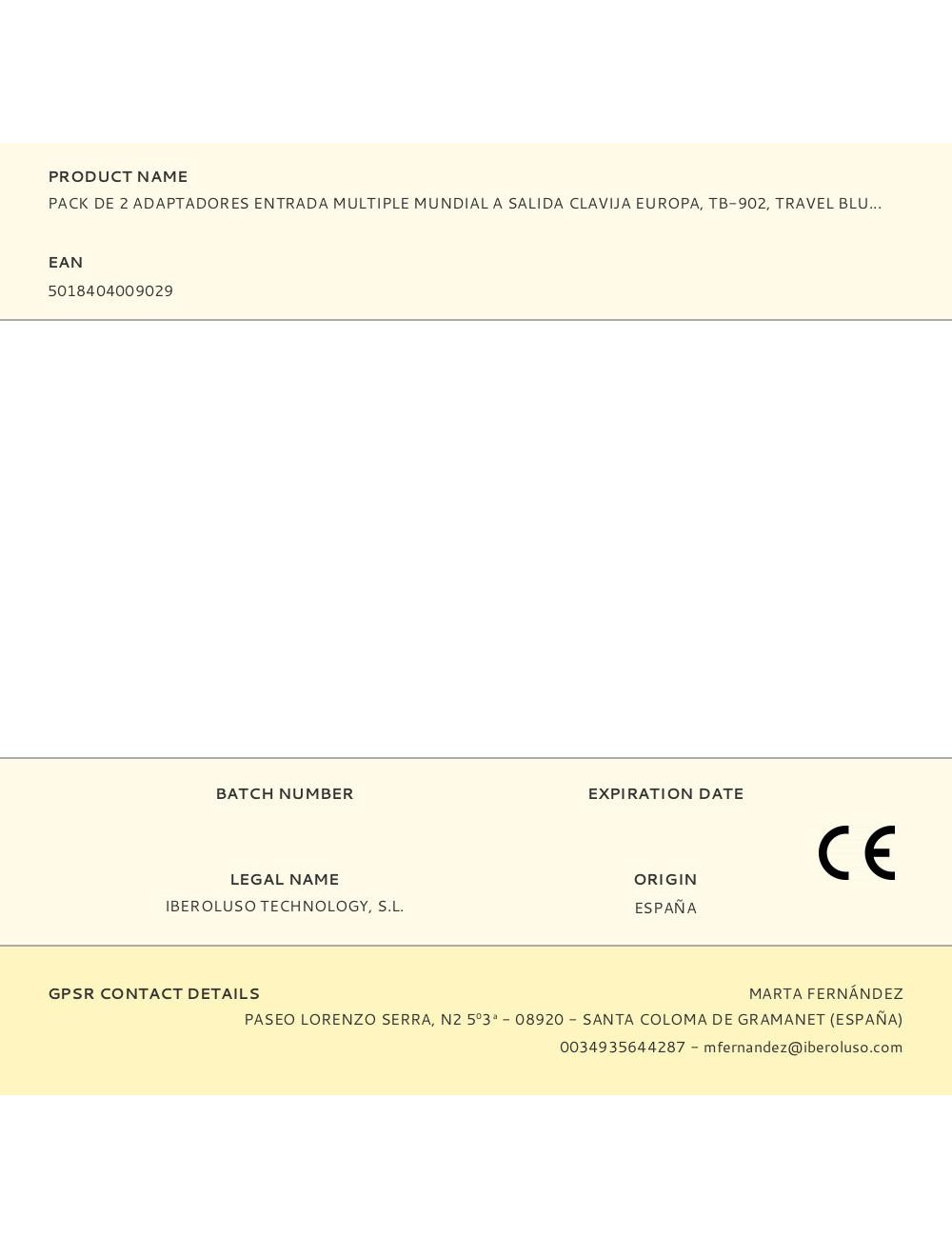 Pack de 2 adaptadores entrada multiple mundial a salida clavija europa, tb-902, travel blue