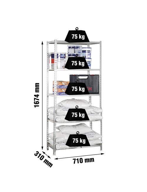 Estantería madera 167.4x71x31cm 5b galva/madera 75kg simon rack