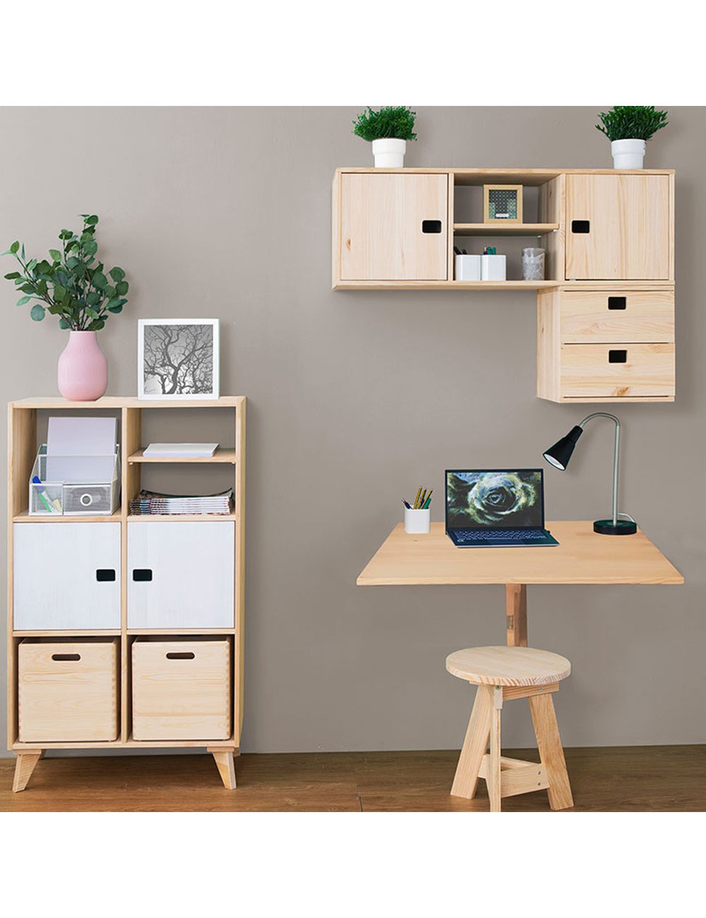 Mesa plegable madera de pared, 79x59x2cm. astigarraga