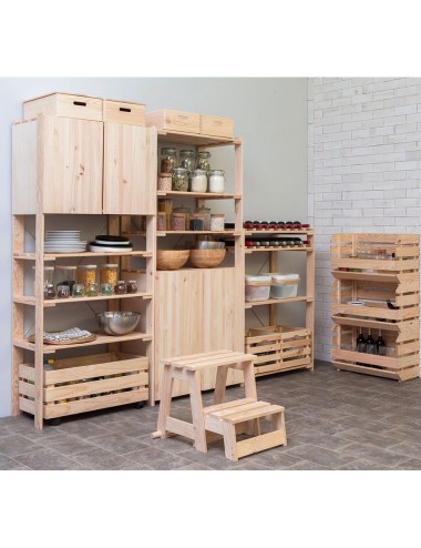 Escalera taburete de madera, 2 peldaños. astigarraga