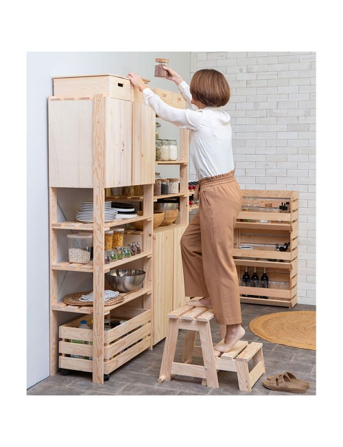 Escalera taburete de madera, 2 peldaños. astigarraga