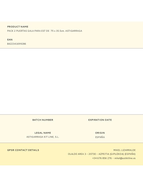 Pack 2 puertas gala para est de 75 x 35.5cm. astigarraga