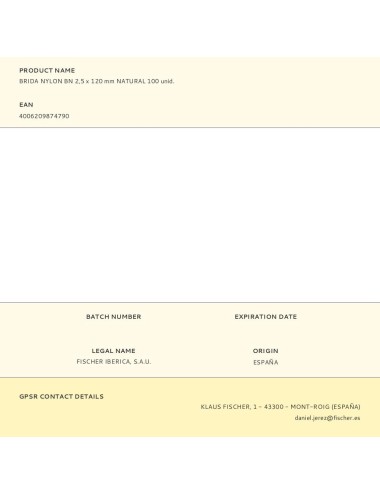 Brida nylon bn 2,5 x 120 mm natural 100 unid.