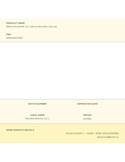 Brida nylon bn 7,6 x 300 mm natural 100 unid.