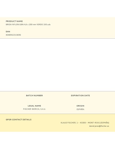 Brida nylon gbn 4,6 x 200 mm verde 100 uds