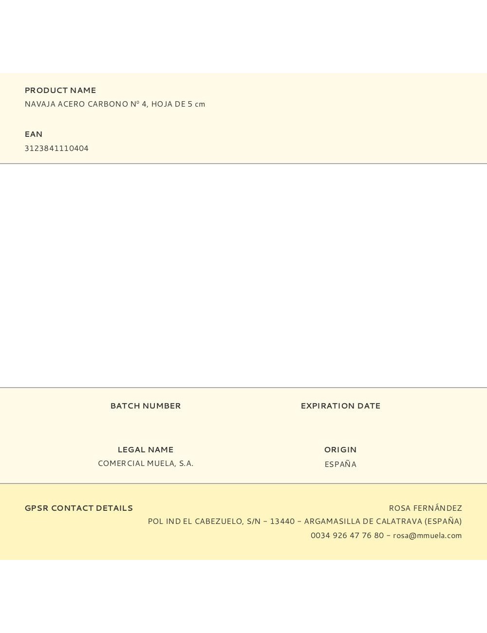 Navaja acero carbono n 4, hoja de 5 cm