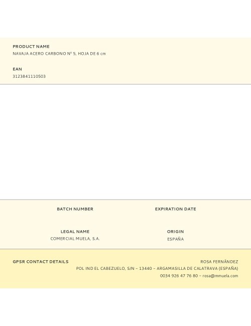 Navaja acero carbono n 5, hoja de 6 cm