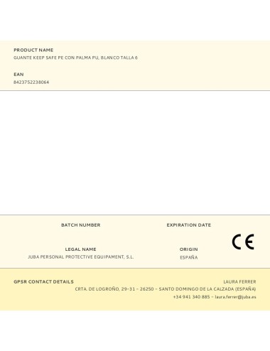 Guante poliéster con palma poliuretano, keep safe, blanco, t-06