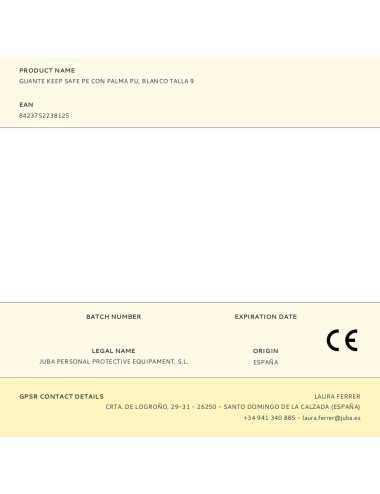 Guante poliéster con palma poliuretano, keep safe, blanco, t-09