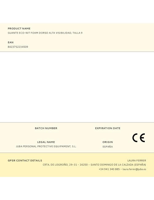 Guante poliéster / elastano palma nitrilo foam, alta visibilidad, táctil, t-09