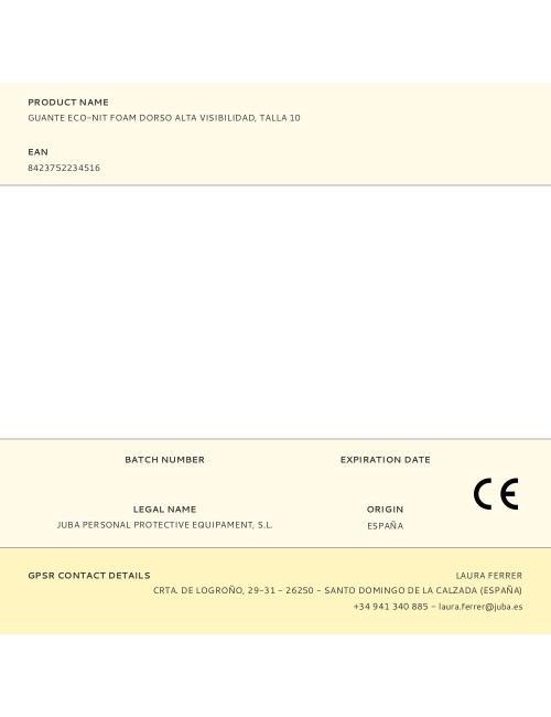 Guante poliéster / elastano palma nitrilo foam, alta visibilidad, táctil, t-10