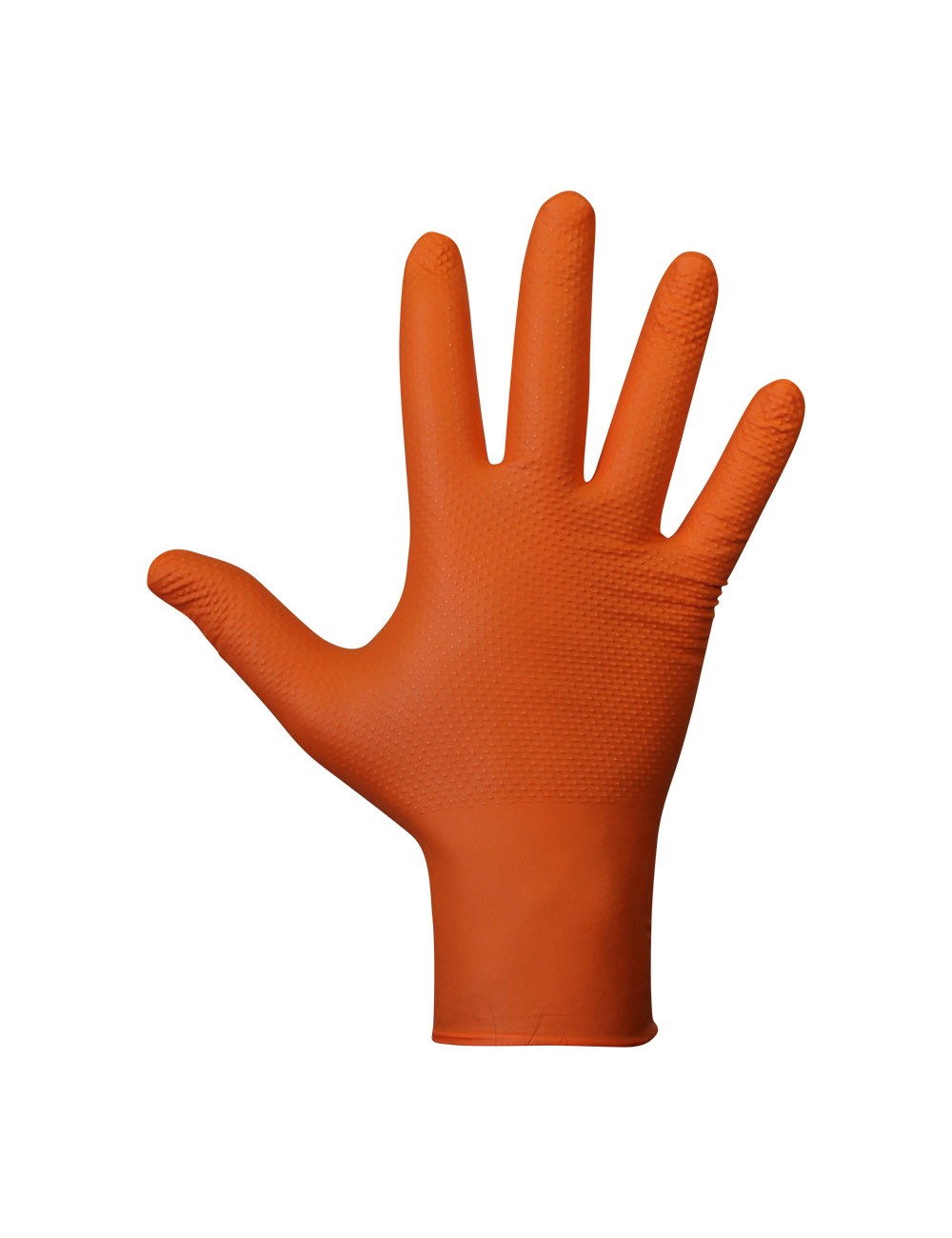 Guante nitrilo, sin polvo, desechable, diamantado, naranja, t-07, caja 50 uds