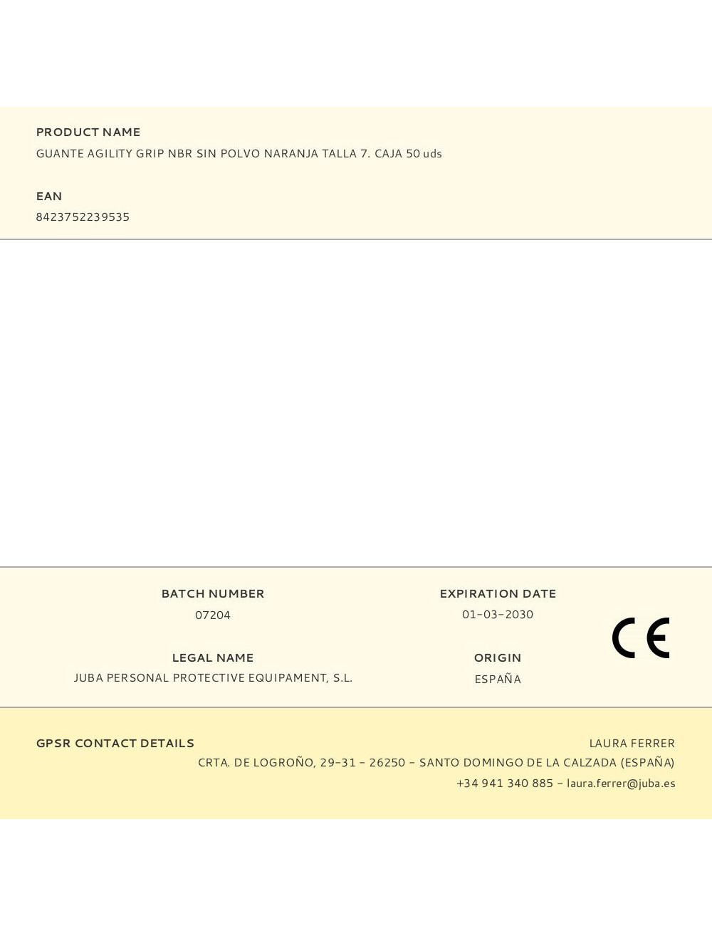 Guante nitrilo, sin polvo, desechable, diamantado, naranja, t-07, caja 50 uds