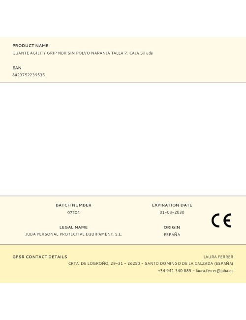 Guante nitrilo, sin polvo, desechable, diamantado, naranja, t-07, caja 50 uds