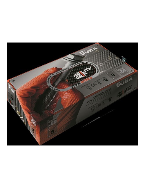 Guante nitrilo, sin polvo, desechable, diamantado, naranja, t-08, caja 50 uds