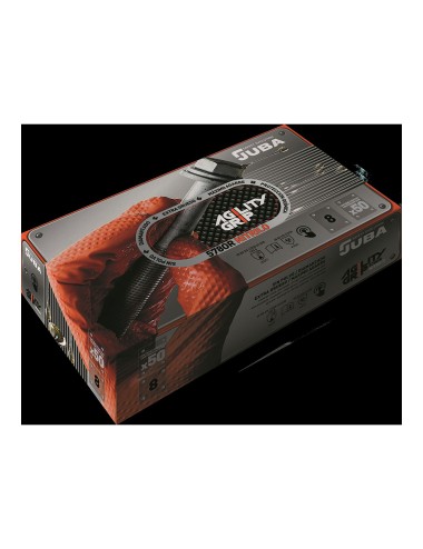 Guante nitrilo, sin polvo, desechable, diamantado, naranja, t-11, caja 50 uds