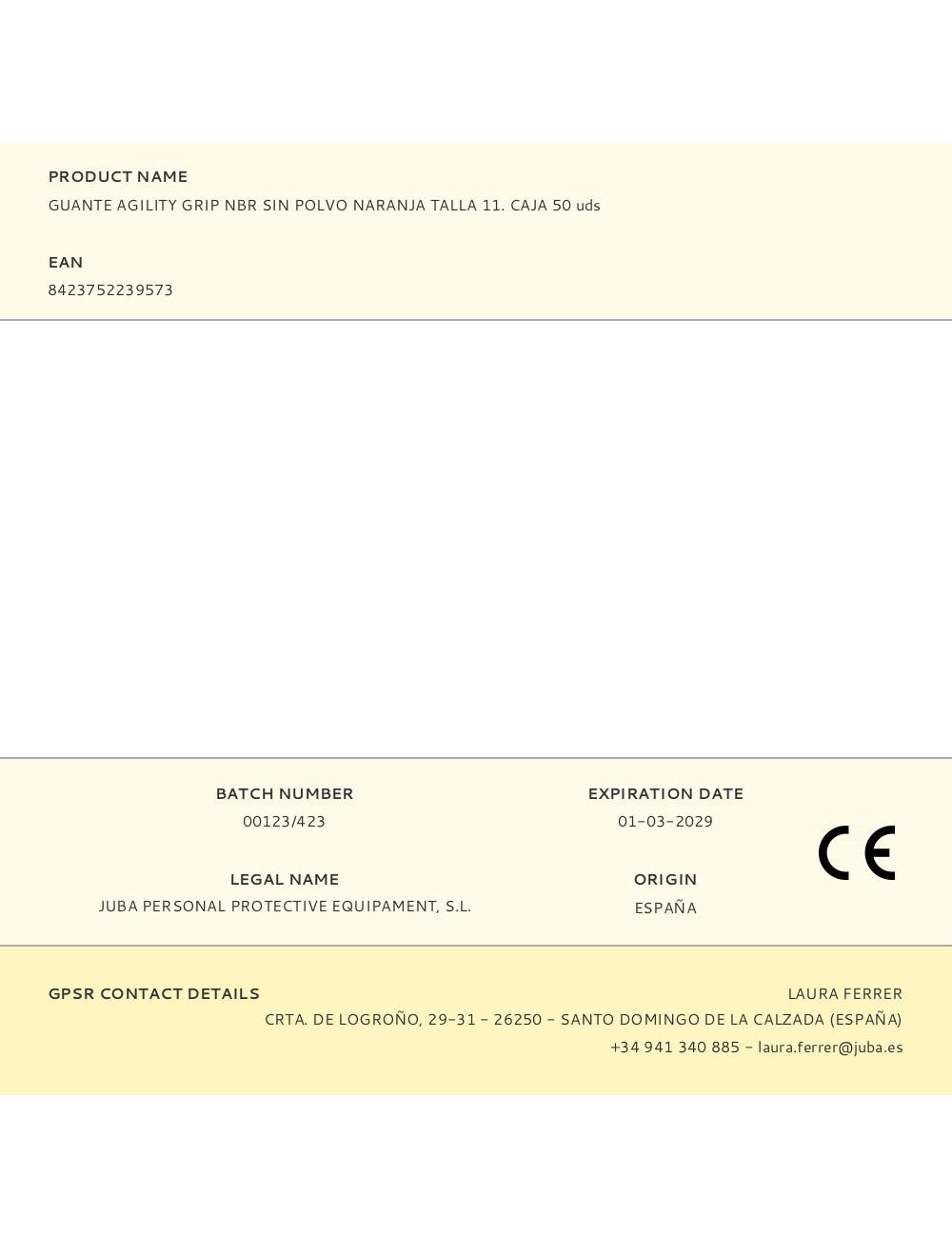 Guante nitrilo, sin polvo, desechable, diamantado, naranja, t-11, caja 50 uds