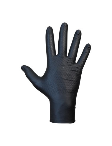 Guante nitrilo, sin polvo, desechable, diamantado, negro, t-11, caja 50 uds