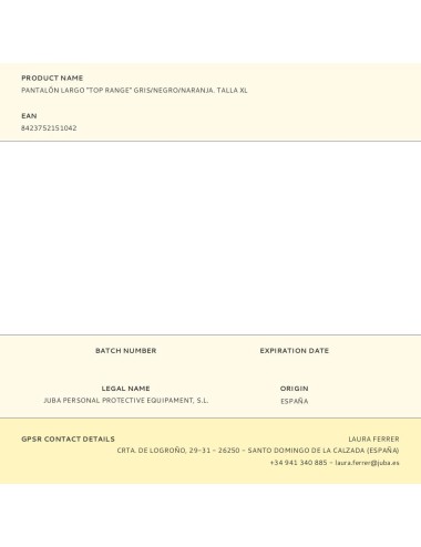 Pantalón largo "top range" gris/negro/naranja. talla xl