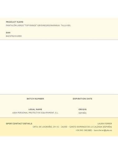 Pantalón largo "top range" gris/negro/naranja. talla xxl