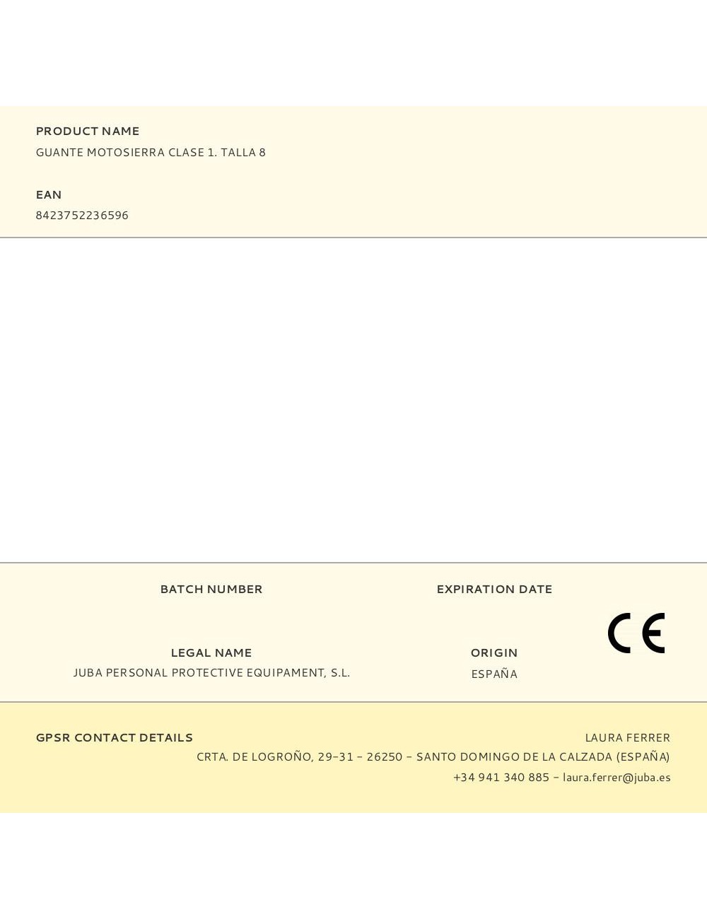Guante piel reforzado para motosierra clase 1 t-08