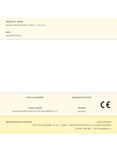 Guante piel reforzado para motosierra clase 1 t-10