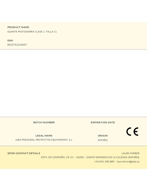 Guante piel reforzado para motosierra clase 1 t-11