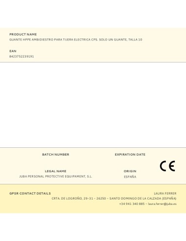 Guante hppe ambidiestro para tijera electrica cps, solo un guante, t-10