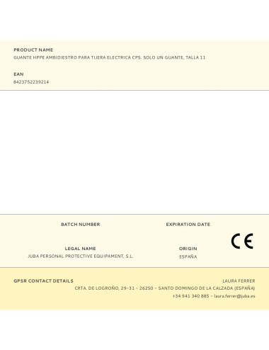 Guante hppe ambidiestro para tijera electrica cps. solo un guante, t-11