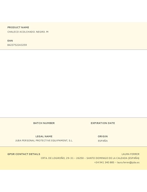 Chaleco acolchado. negro. m