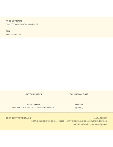 Chaleco acolchado. negro. xxl