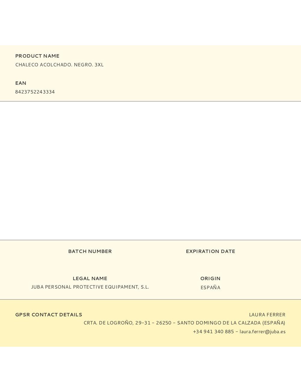 Chaleco acolchado. negro. 3xl