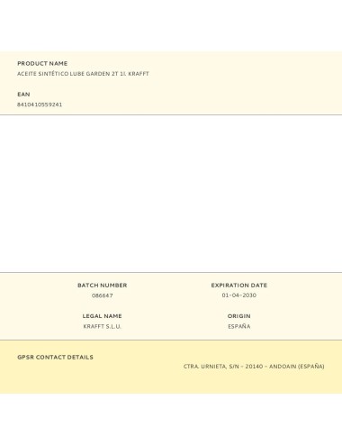 Aceite sintético lube garden 2t 1l. krafft