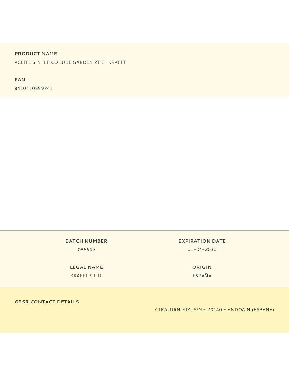 Aceite sintético lube garden 2t 1l. krafft