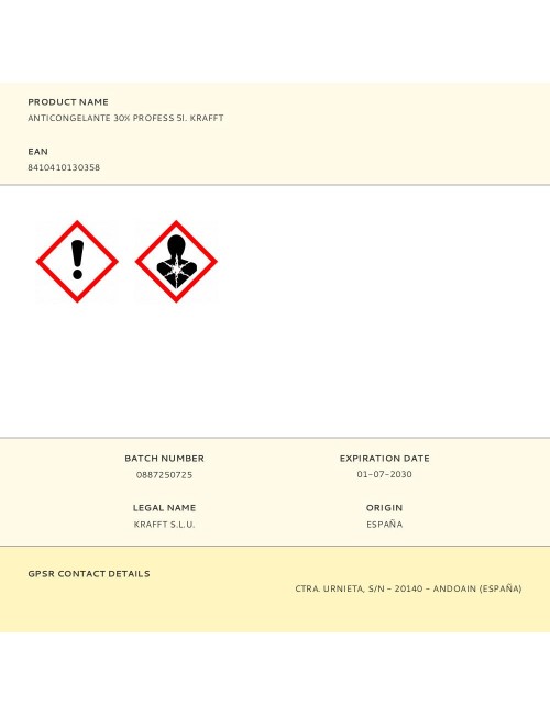 Anticongelante 30% profess 5l. krafft