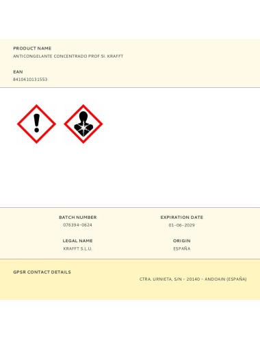 Anticongelante concentrado prof 5l. krafft
