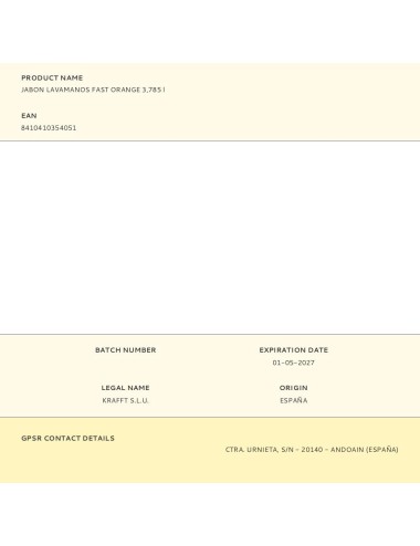 Jabón mecánico lavamanos fast orange 3,785 l