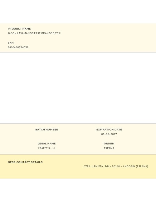 Jabón mecánico lavamanos fast orange 3,785 l