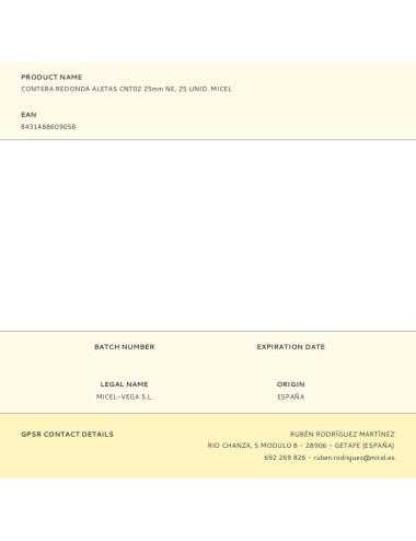 Contera redonda aletas cnt02 25mm ne, 25 unid. micel