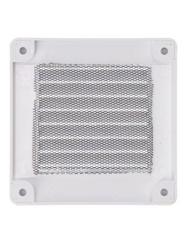 Rejilla ventilación cuadrada con tapones y mosquitera 100x100x7mm abs blanca
