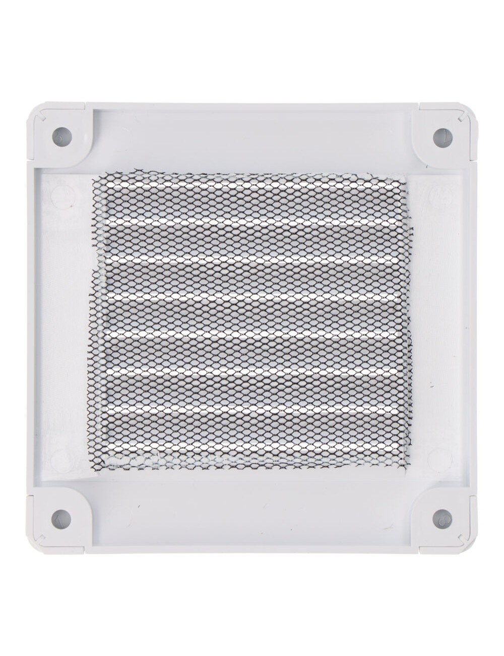 Rejilla ventilación cuadrada con tapones y mosquitera 100x100x7mm abs blanca