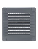 Rejilla ventilación cuadrada con tapones y mosquitera 100x100x7mm abs gris